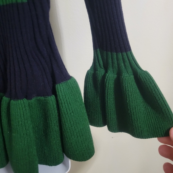 NWT Ann Taylor Striped Rib-Knit Top with Ruffle Hem - Emerald and Navy Size M - Picture 6 of 6